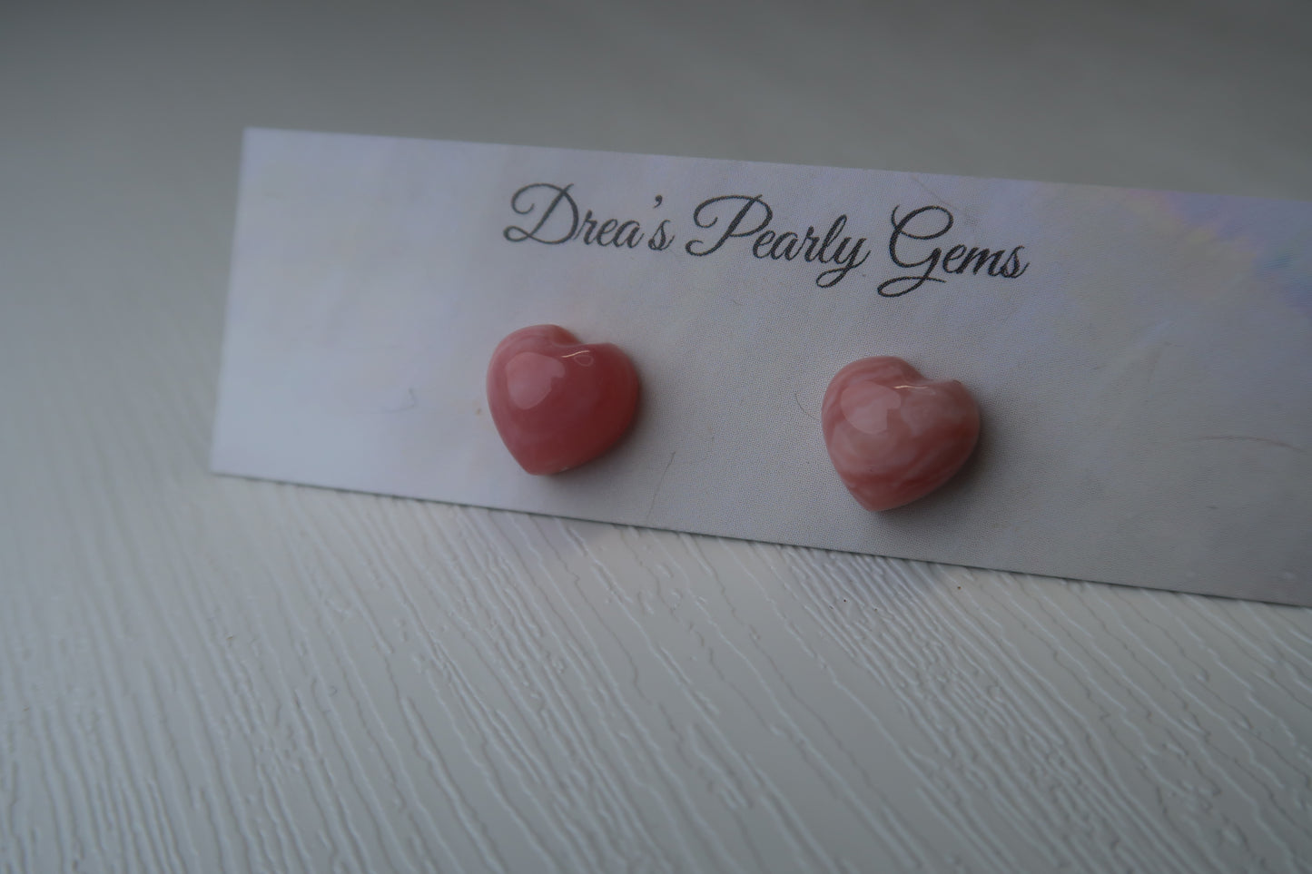 Heart-Shaped Natural Pink Opal Studs in Sterling Silver!