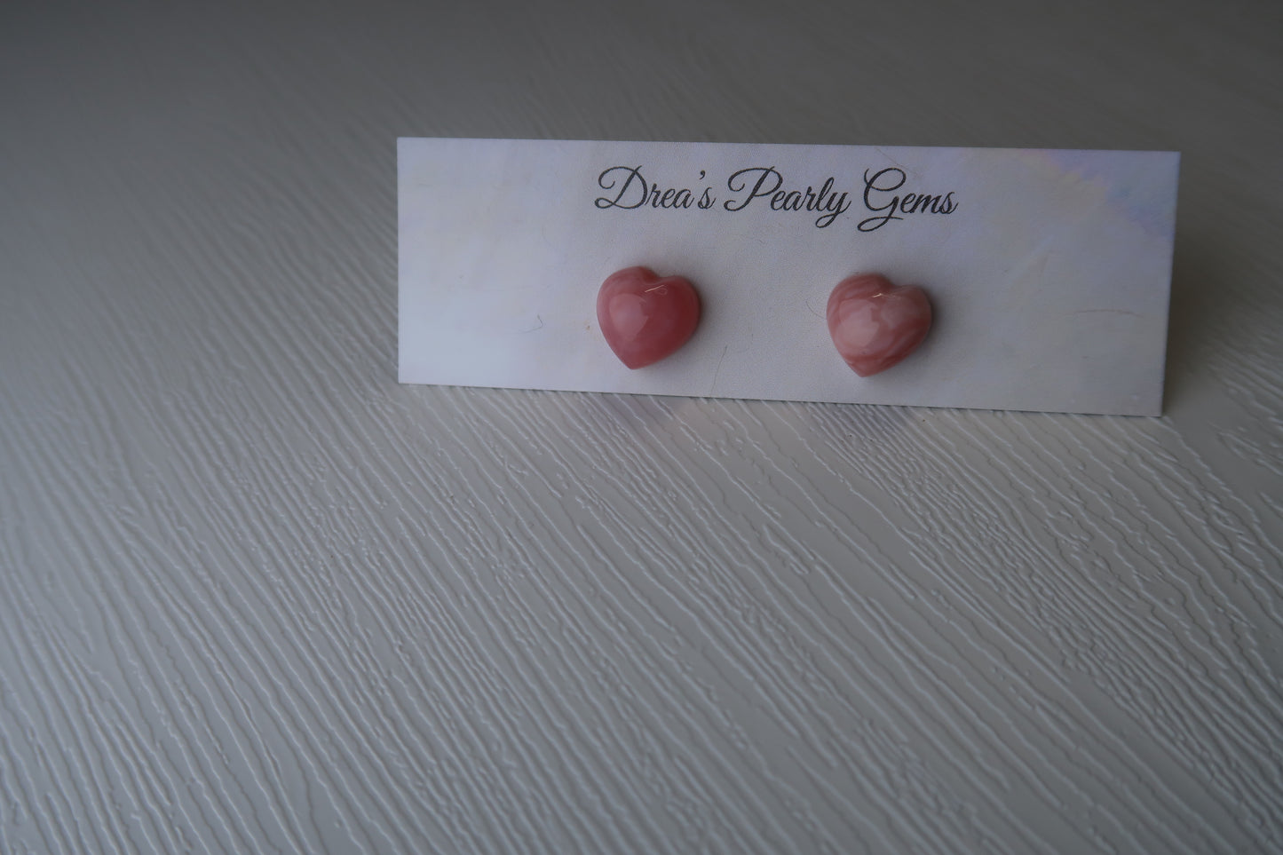 Heart-Shaped Natural Pink Opal Studs in Sterling Silver!