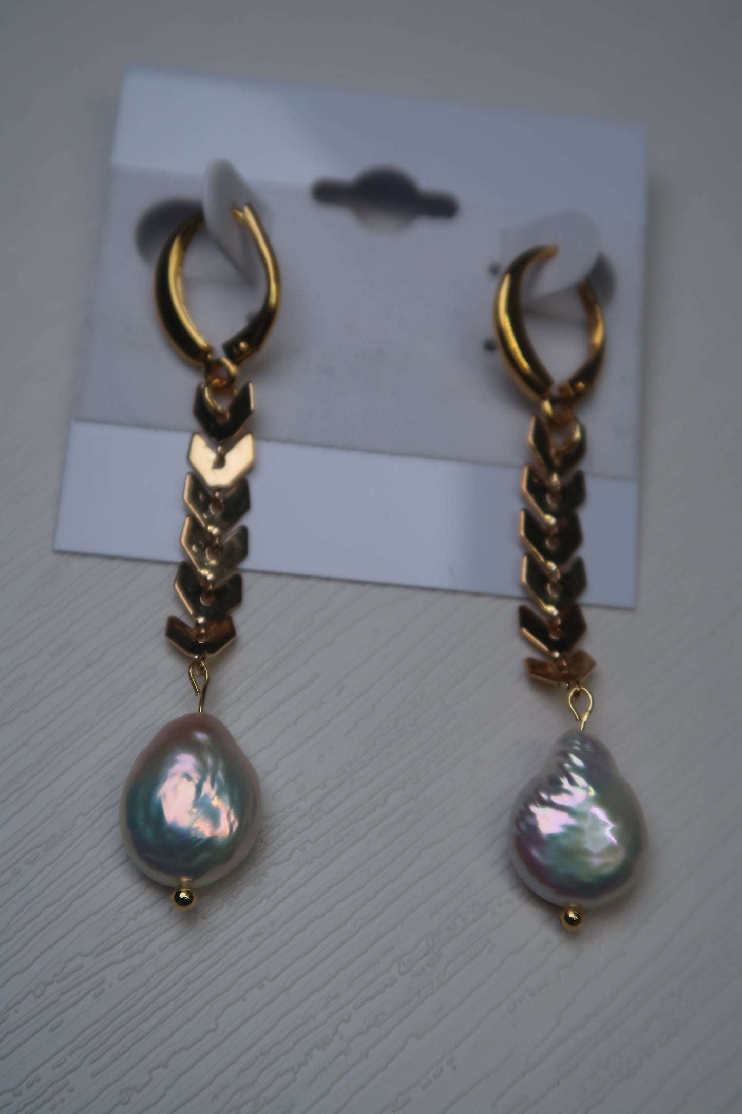 White Freshwater Pearl Earrings -Gold 925 Hoops