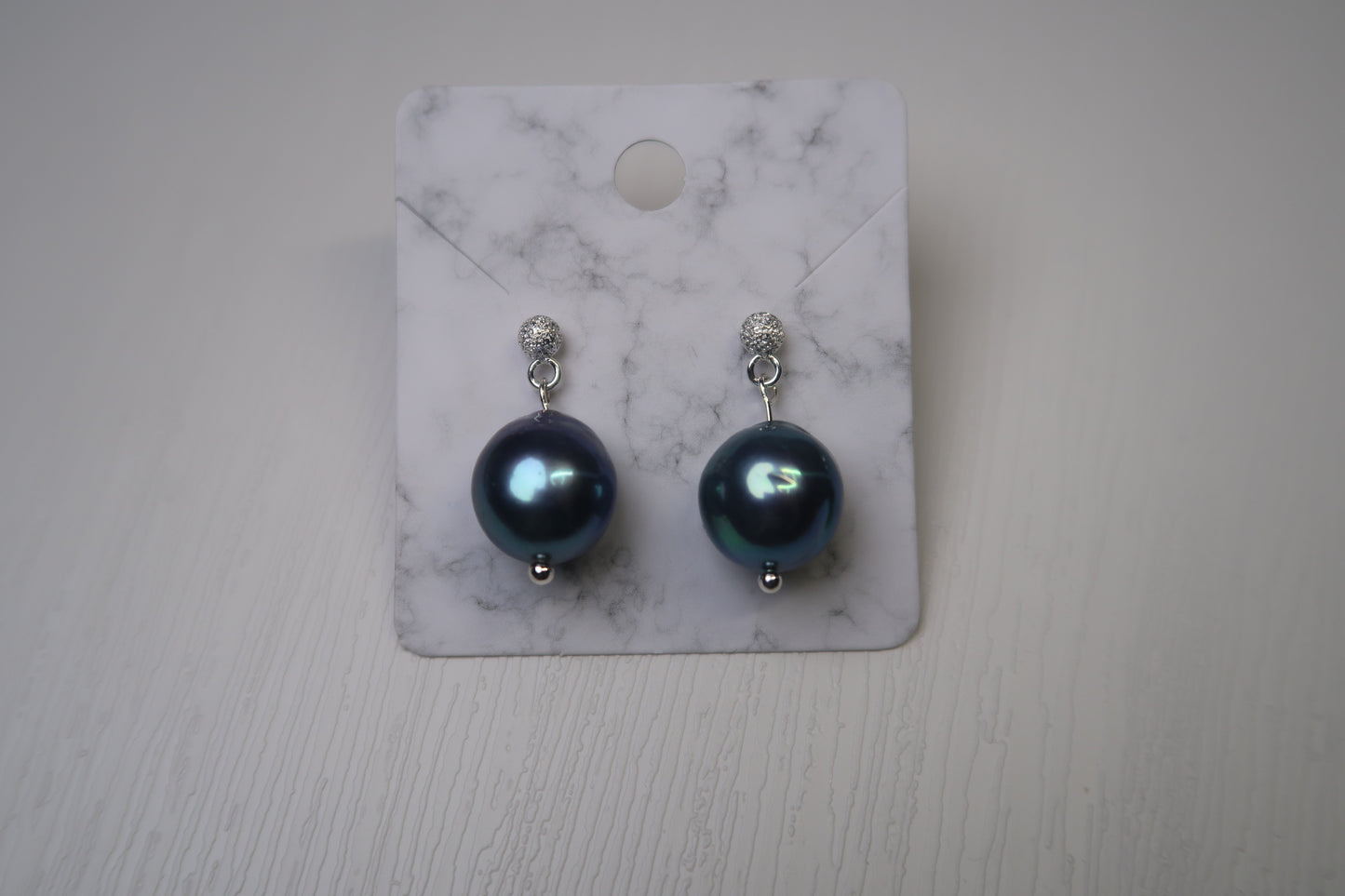 Peacock Blue Edison Freshwater Pearl Earrings 🌟