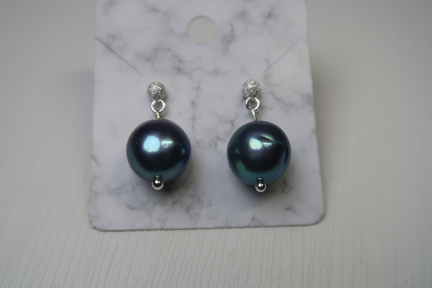 Peacock Blue Edison Freshwater Pearl Earrings 🌟