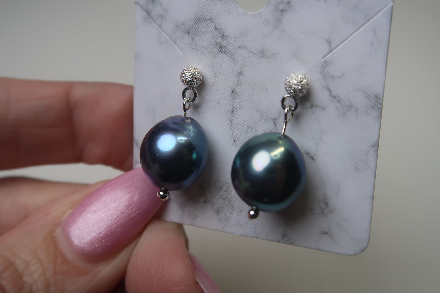 Peacock Blue Edison Freshwater Pearl Earrings 🌟