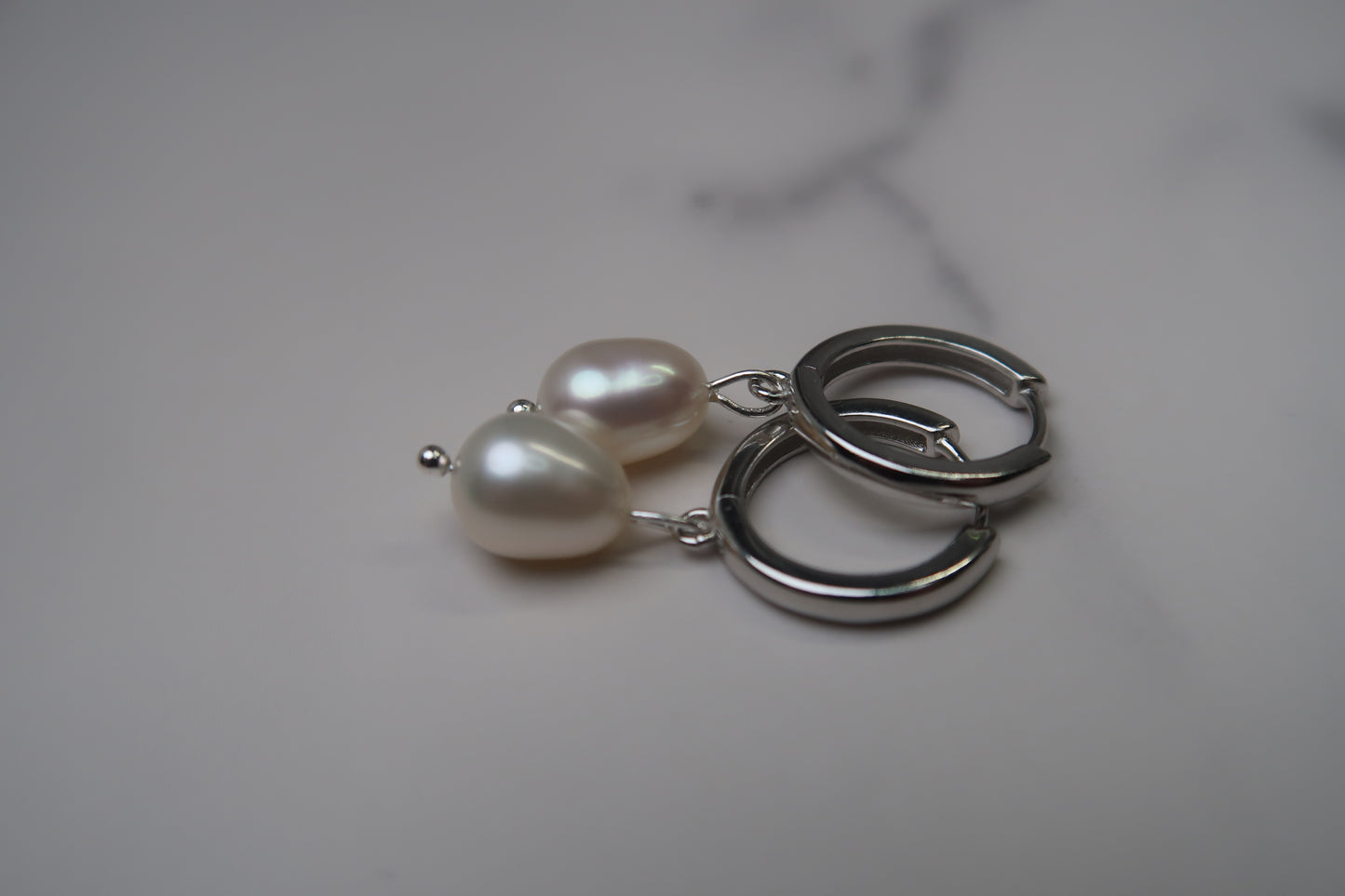 White Freshwater Pearls with Sterling Silver Hoops ✨