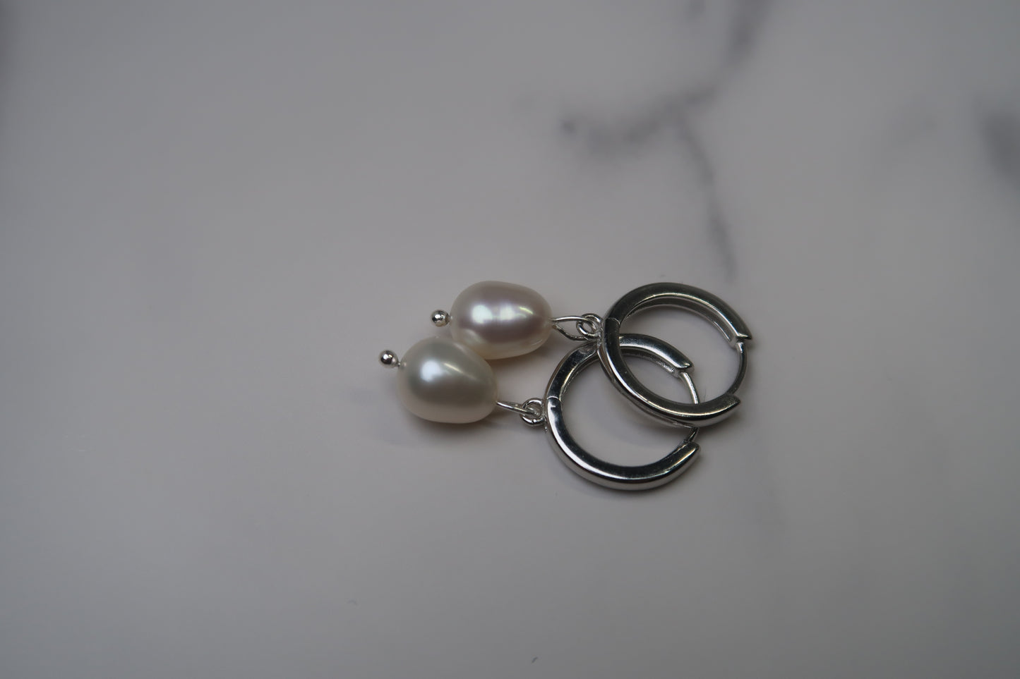 White Freshwater Pearls with Sterling Silver Hoops ✨