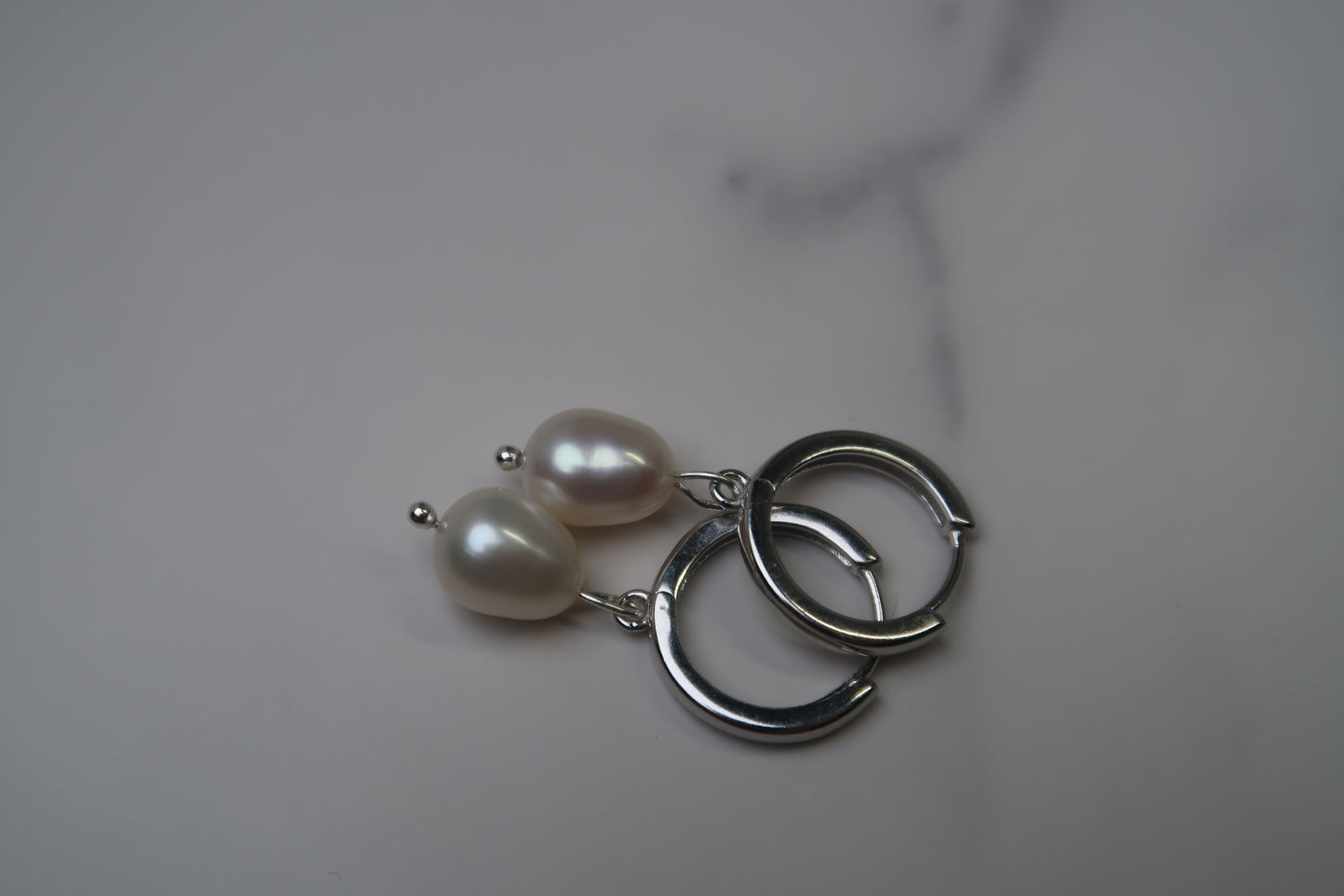 White Freshwater Pearls with Sterling Silver Hoops ✨