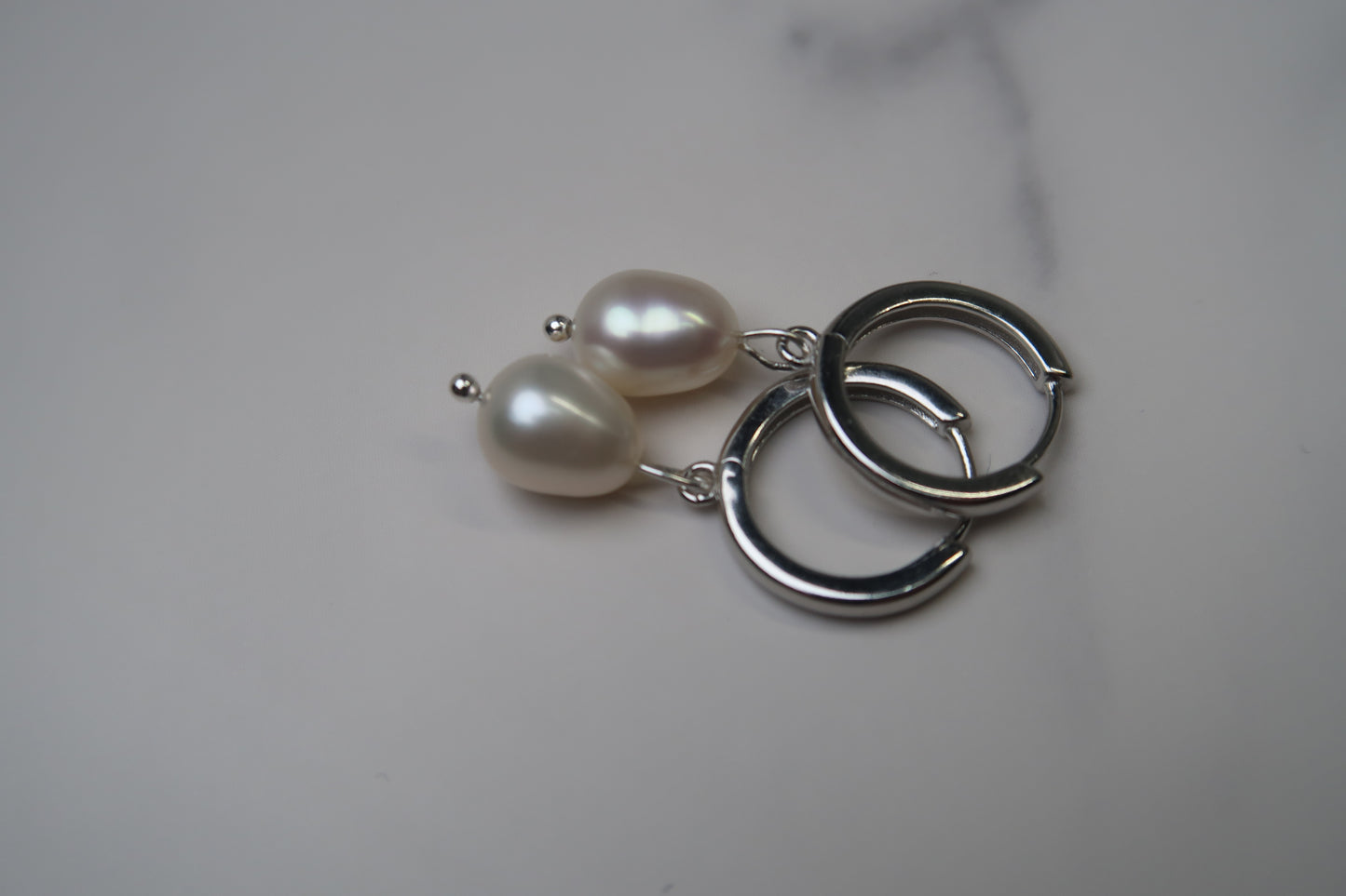 White Freshwater Pearls with Sterling Silver Hoops ✨