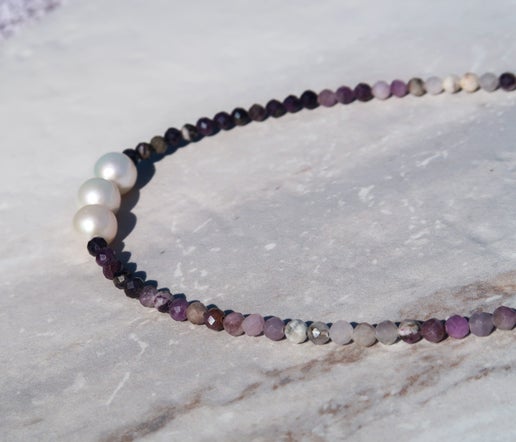 Purple Opal & White Edison Pearls