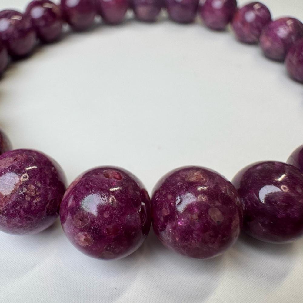 Natural Ruby Beaded Stretch Bracelet - 9mm