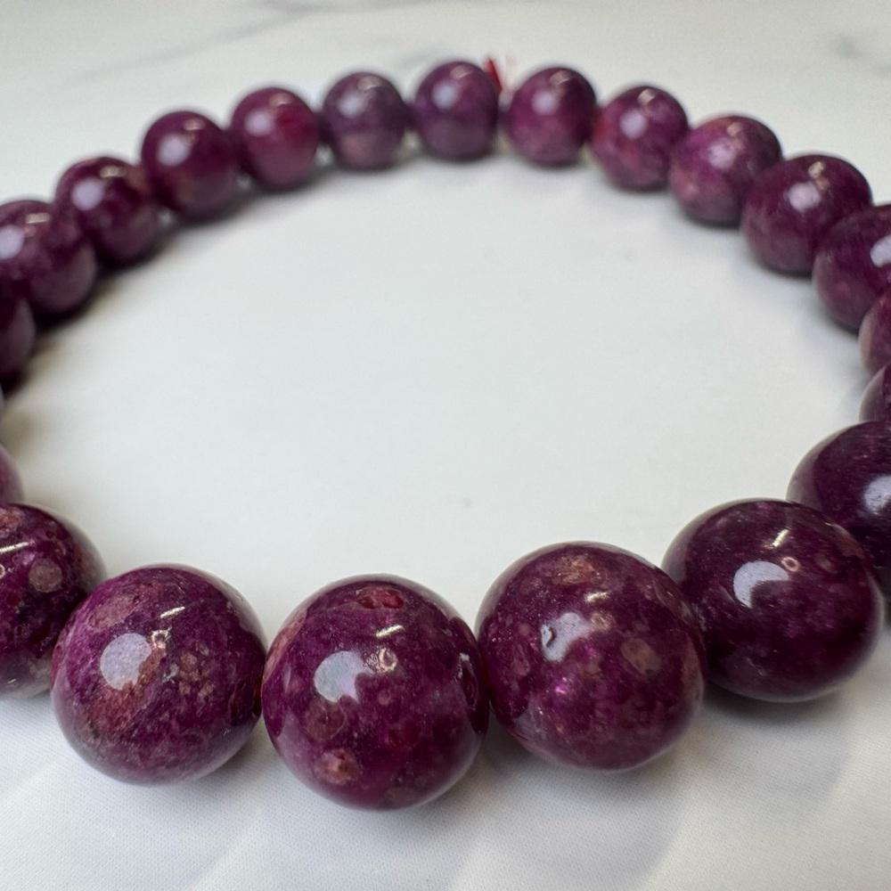 Natural Ruby Beaded Stretch Bracelet - 9mm