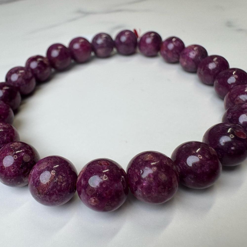 Natural Ruby Beaded Stretch Bracelet - 9mm