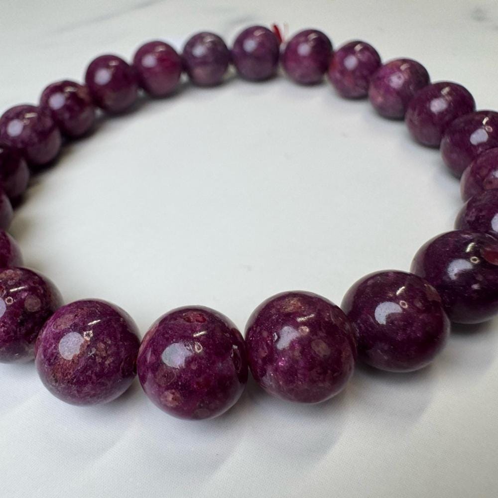 Natural Ruby Beaded Stretch Bracelet - 9mm