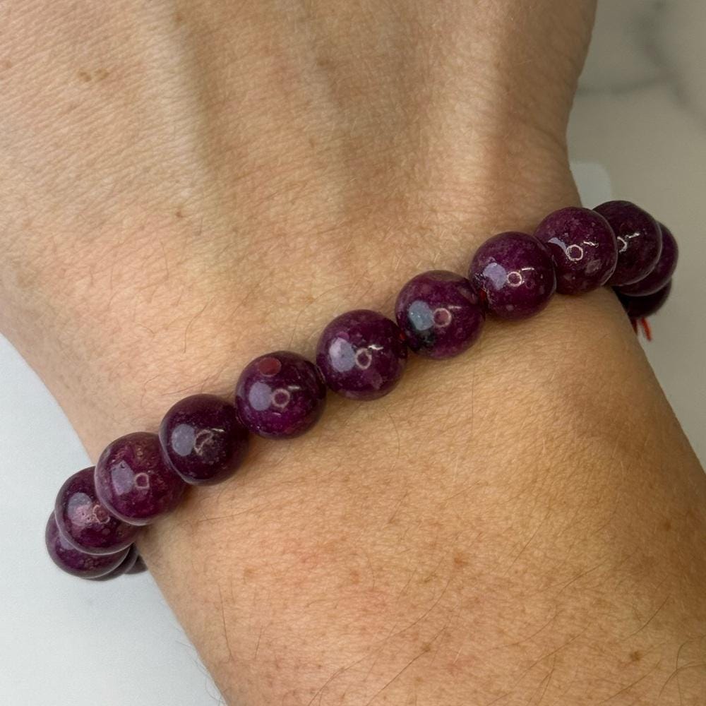 Natural Ruby Beaded Stretch Bracelet - 9mm