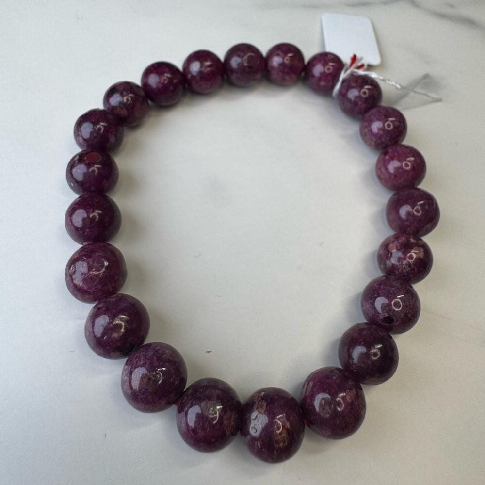 Natural Ruby Beaded Stretch Bracelet - 9mm