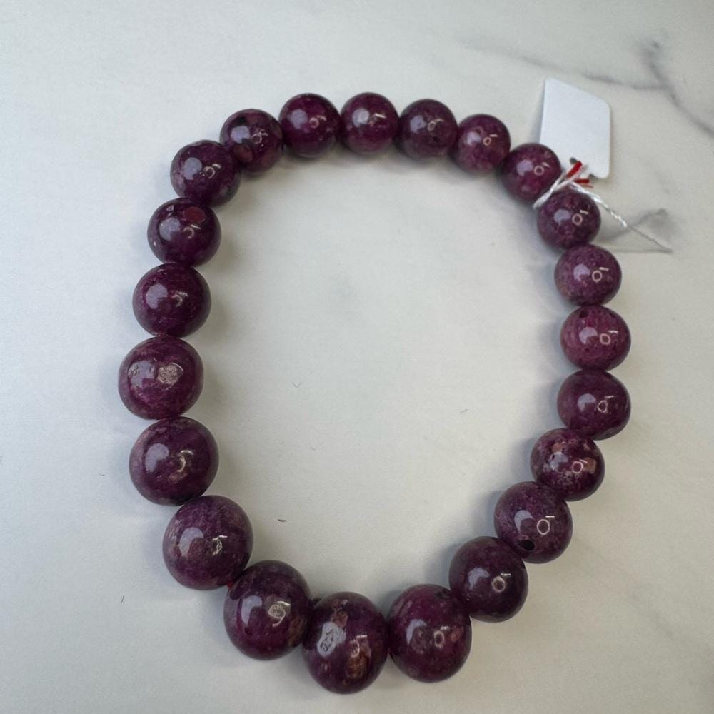 Natural Ruby Beaded Stretch Bracelet - 9mm