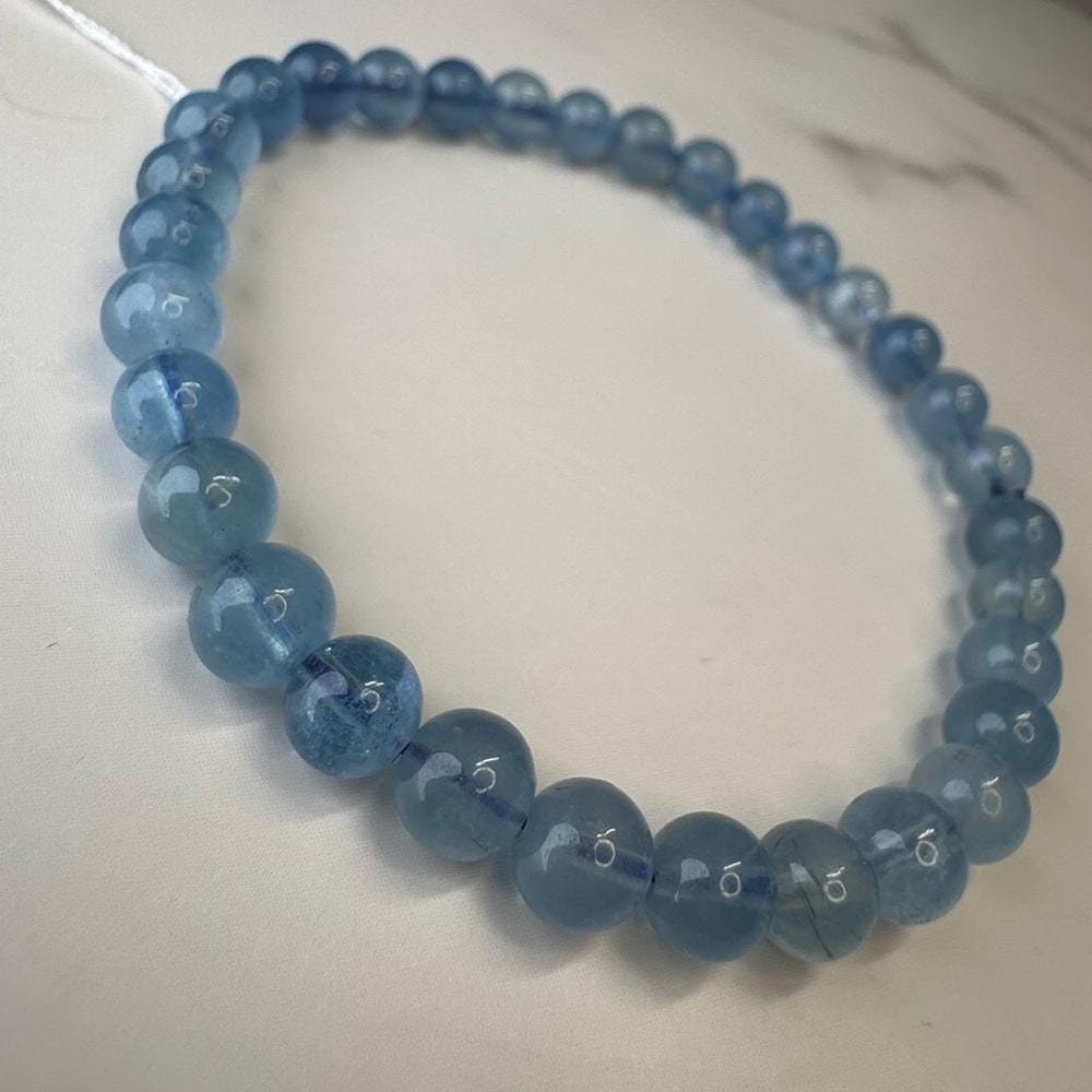 Devil Blue Aquamarine Beaded Bracelet 7A