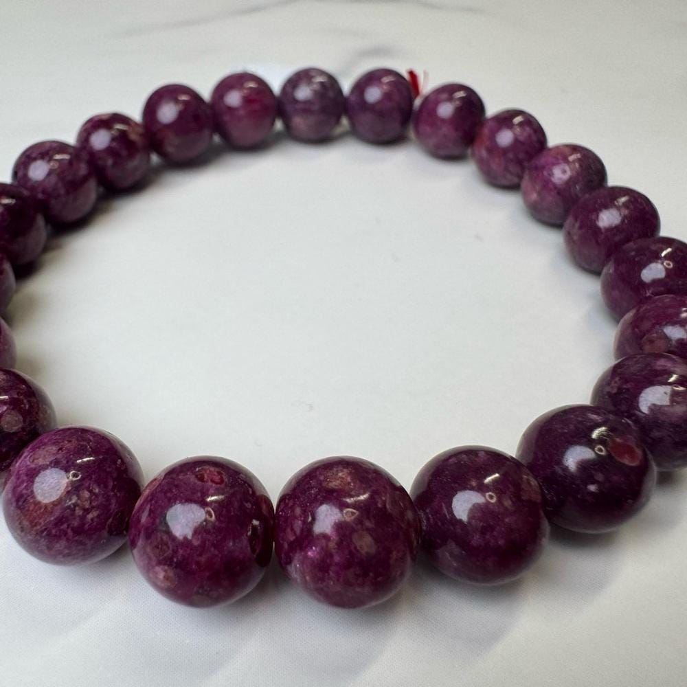 Natural Ruby Beaded Stretch Bracelet - 9mm