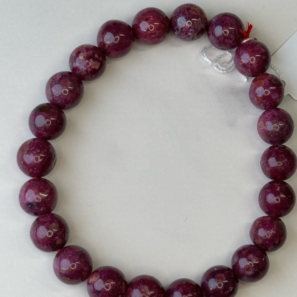 Natural Ruby Beaded Stretch Bracelet - 9mm