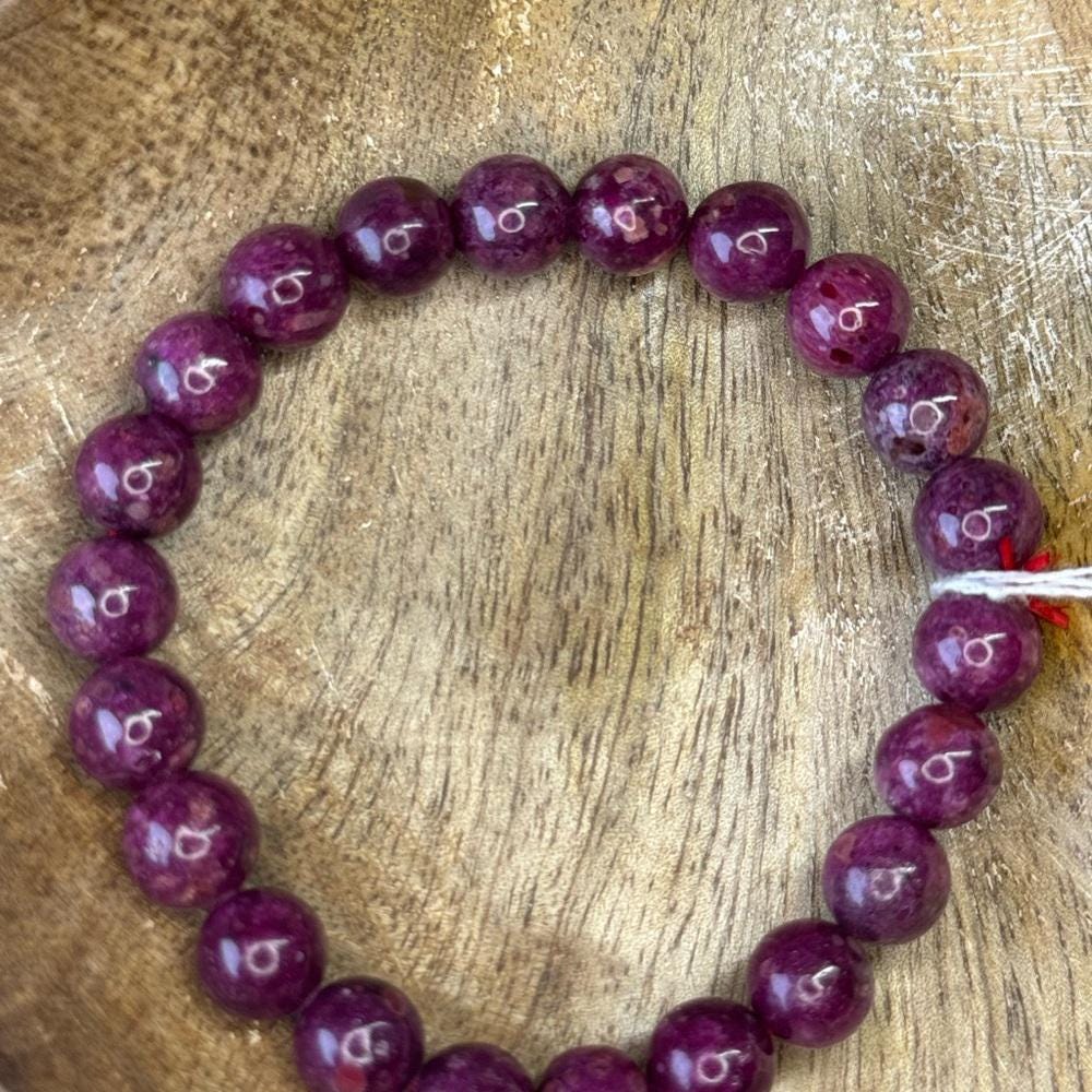 Natural Ruby Beaded Stretch Bracelet - 9mm