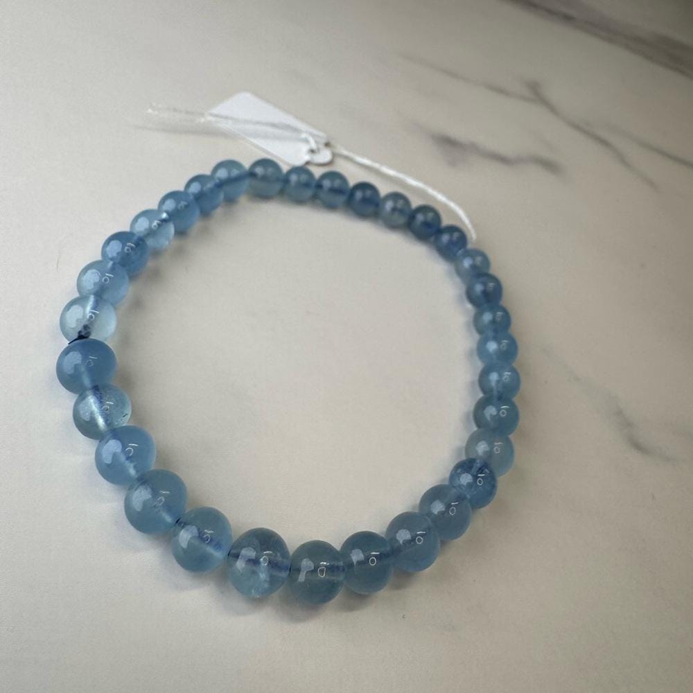 Devil Blue Aquamarine Beaded Bracelet 7A