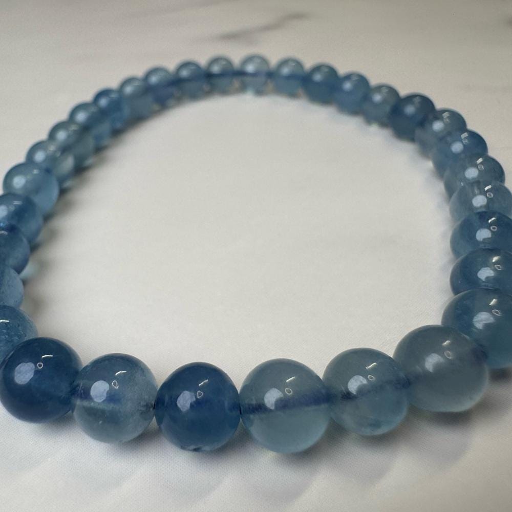 Devil Blue Aquamarine Beaded Bracelet 7A